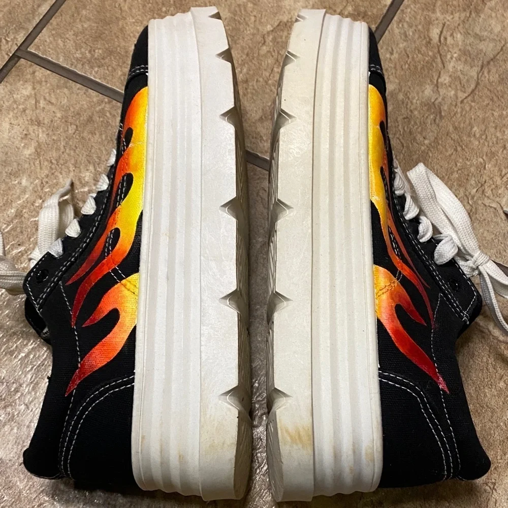 Koi Footwear Black with Flame Platform Sneakers Size 9